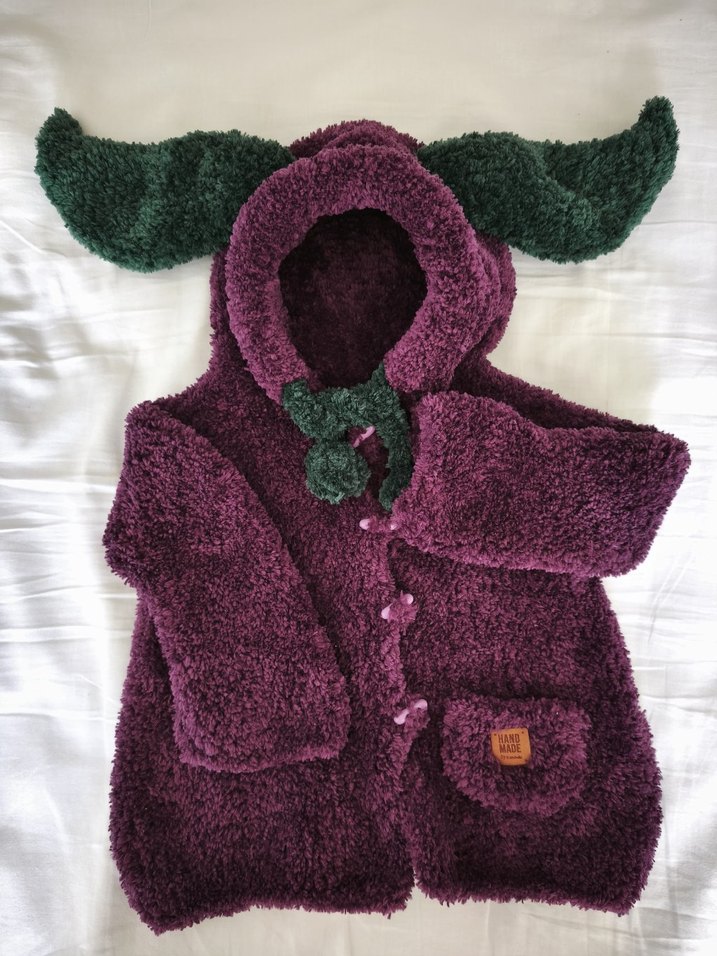 Mor Renkli Örgü Kız Hırka Mont - Görsel 2