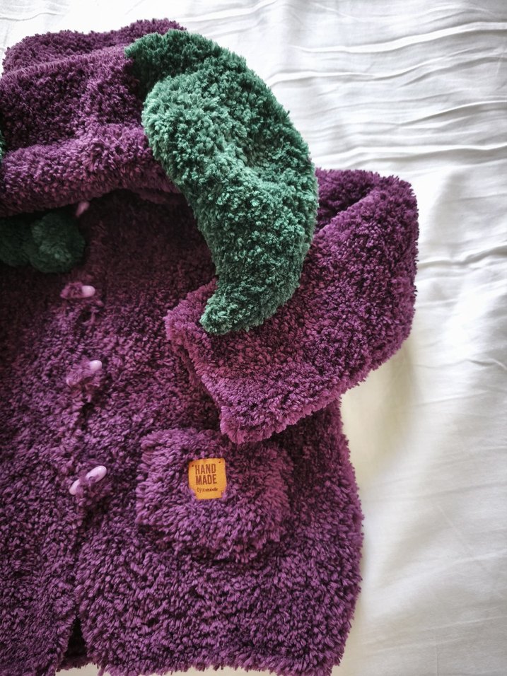 Mor Renkli Örgü Kız Hırka Mont - Görsel 4