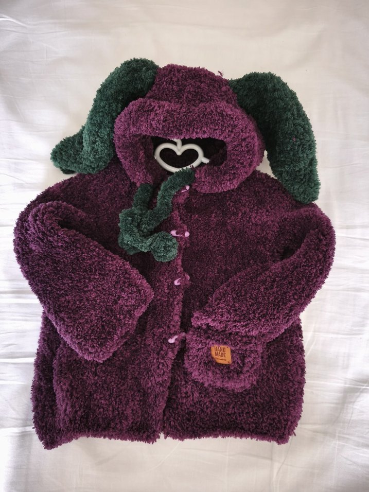 Mor Renkli Örgü Kız Hırka Mont - Görsel 5