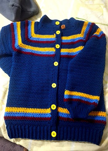 Erkek Çok Renkli el örgüsü Hırka - Görsel 2