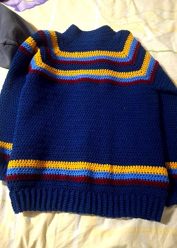 Erkek Çok Renkli el örgüsü Hırka - Görsel 3