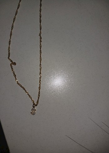 Minimalist s harfli altin renk kolye