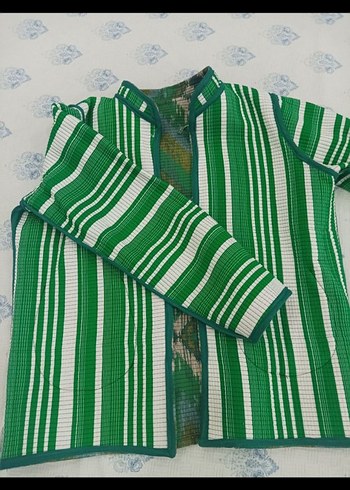 Uzun Kol Yeşil Bohem Kadın Ceket - Görsel 4