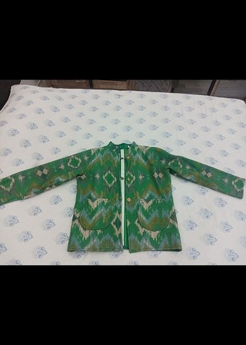 Uzun Kol Yeşil Bohem Kadın Ceket - Görsel 5