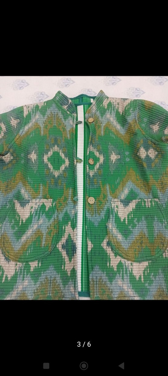 Uzun Kol Yeşil Bohem Kadın Ceket - Görsel 3