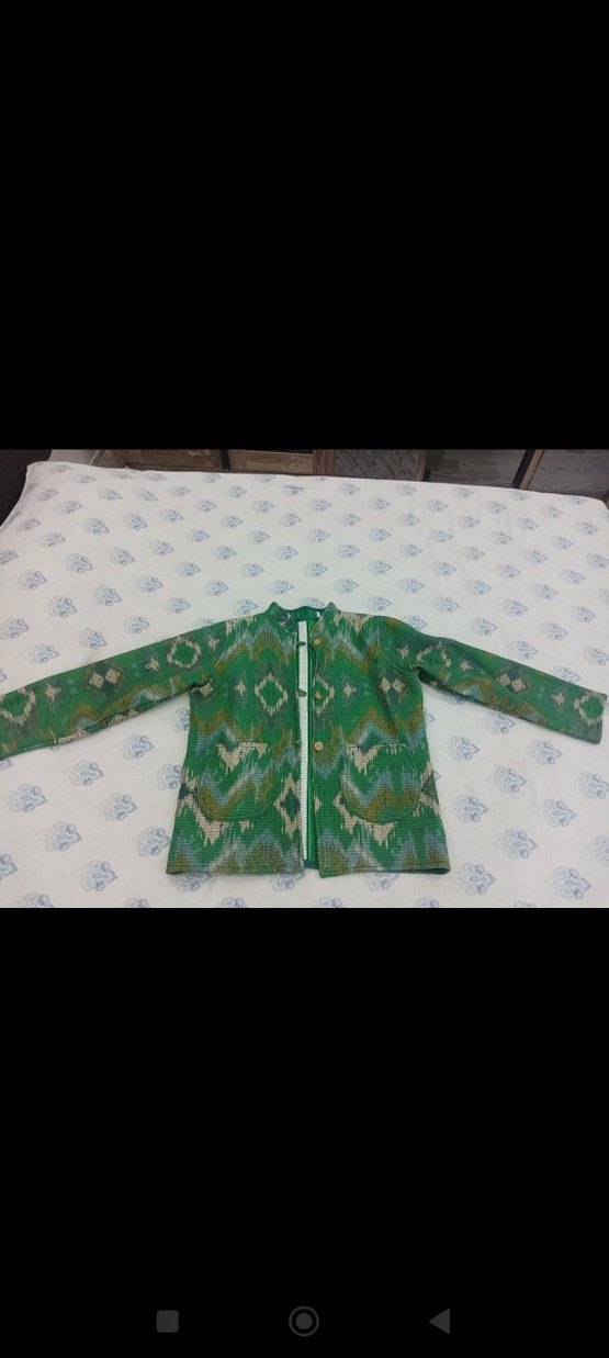 Uzun Kol Yeşil Bohem Kadın Ceket - Görsel 5