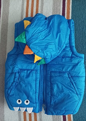 LC Waikiki erkek Çocuk Renkli Dinozor Detaylı Mavi Yelek - Görsel 2