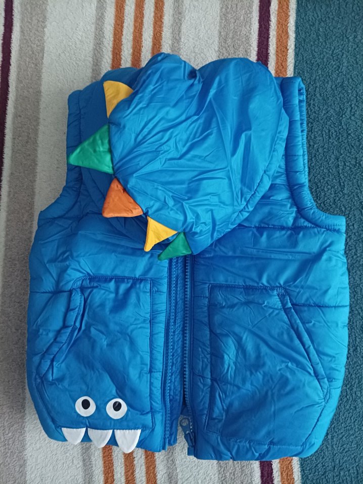 LC Waikiki erkek Çocuk Renkli Dinozor Detaylı Mavi Yelek - Görsel 2