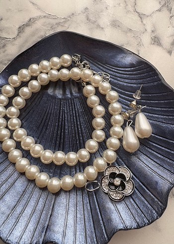 Accessorize Gerçek inci Modern Klasik Kadın Takı Seti