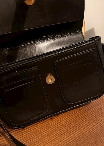 Siyah Deri Tokalı Kadın Çanta - Görsel 6