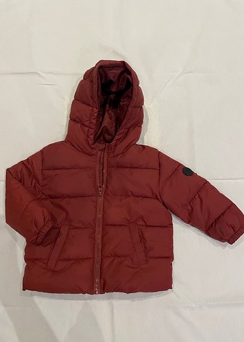24-36 Ay Beden bordo Renk MANGO,Kapüşonlu Bordo Erkek Çocuk Mont