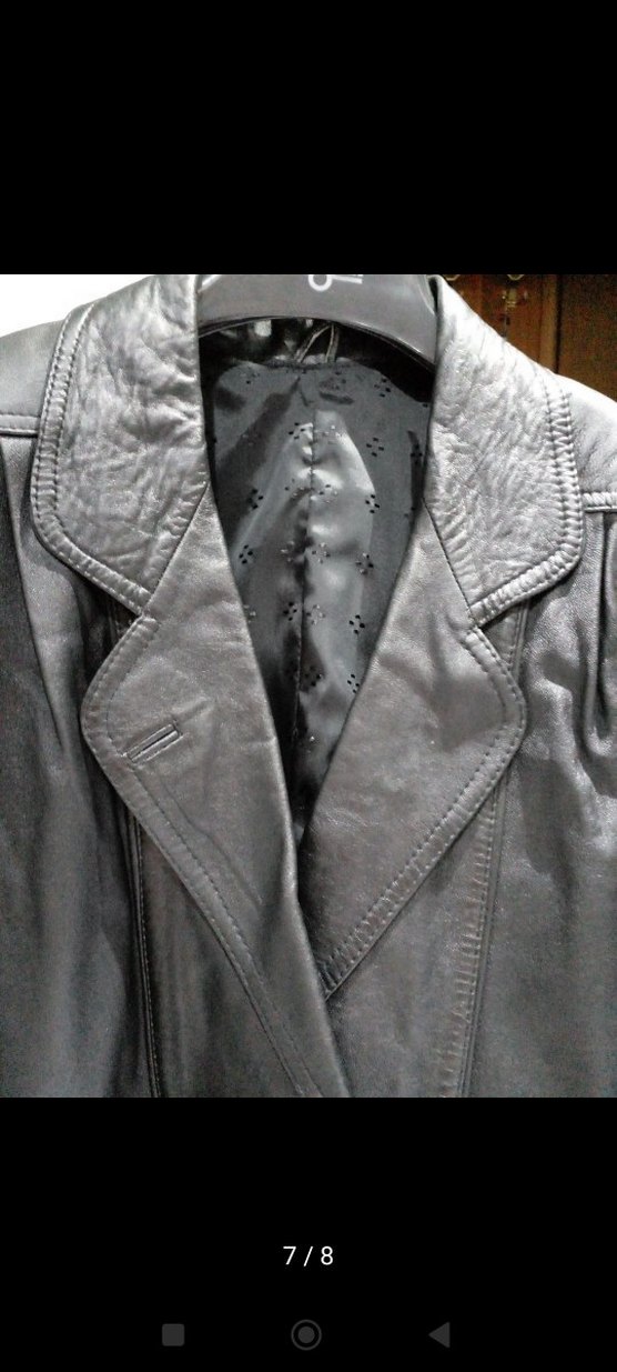 Düğmeli Siyah Uzun Deri Kadın Ceket - Görsel 2