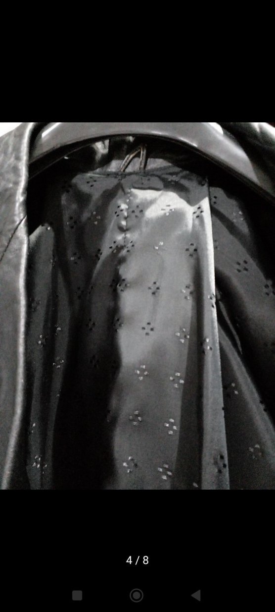 Düğmeli Siyah Uzun Deri Kadın Ceket - Görsel 5