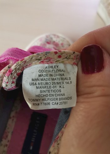 Tommy Hilfiger kız Çocuk Pembe Çiçekli Cırt Cırtlı Spor Ayakkabı - Görsel 6