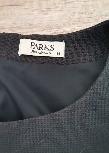 Park Bravo Düğmeli Siyah Midi Ofis Elbisesi