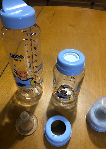 Mavi Bebek Biberon Seti, Renkli Desenli - Görsel 2