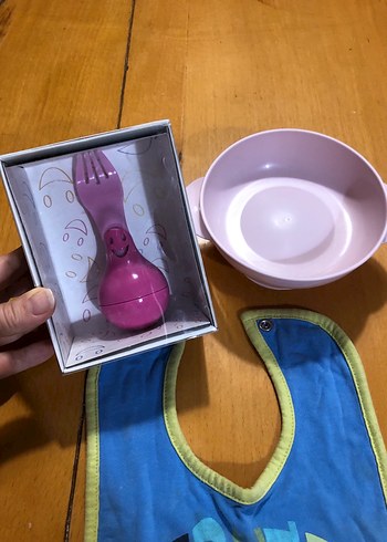 Mavi Baskılı Bebek Önlüğü vakumlu mama tabagı - Görsel 2