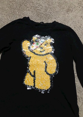 Kız Çocuk Siyah Uzun Kollu Baskılı Sweatshirt - Görsel 2