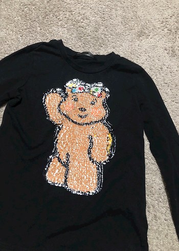 Kız Çocuk Siyah Uzun Kollu Baskılı Sweatshirt - Görsel 3