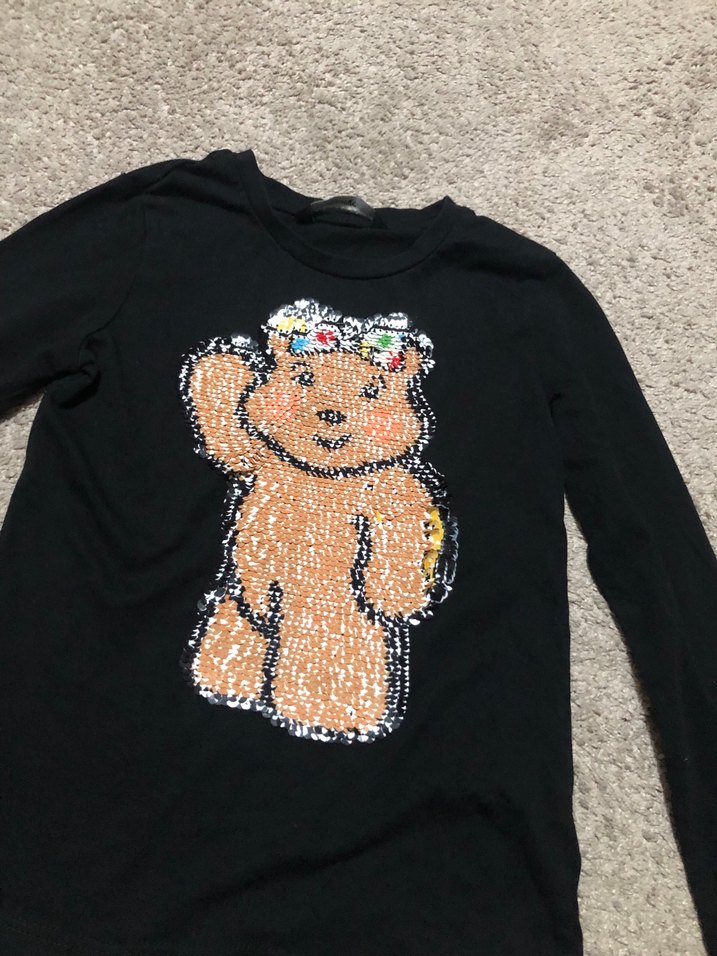 Kız Çocuk Siyah Uzun Kollu Baskılı Sweatshirt - Görsel 3