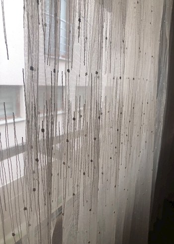 Bej Bohem Şeffaf Tül Perde - Görsel 2