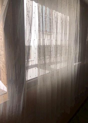 Bej Bohem Şeffaf Tül Perde - Görsel 3