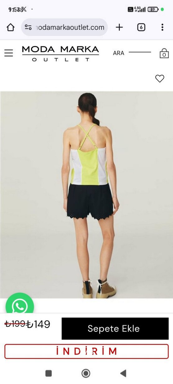 Sarı Askısız Mini Spor Üst - Görsel 2