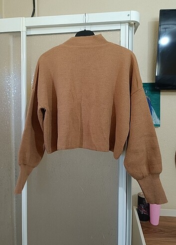 l Beden camel Renk Kalem elbise crop bluz ikili takım