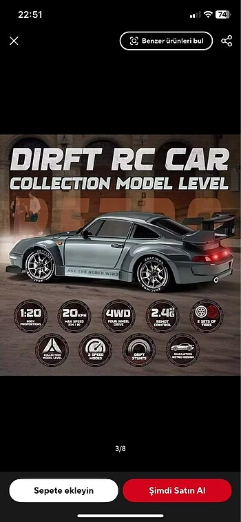 Beden 4WD RC Drift Araba 1:24
