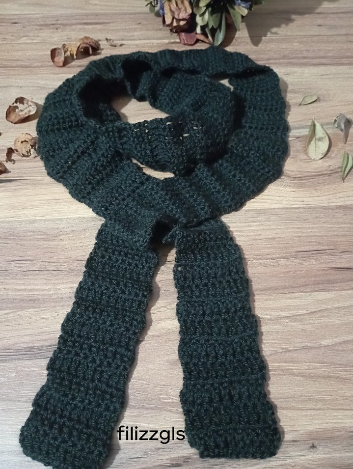 Siyah Örgü Kadın skinny atkı - Görsel 3