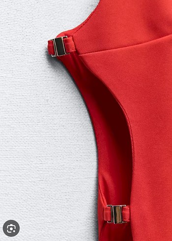 Zara kırmızı Mini Yüksek Yakalı Sade Elbise - Görsel 4