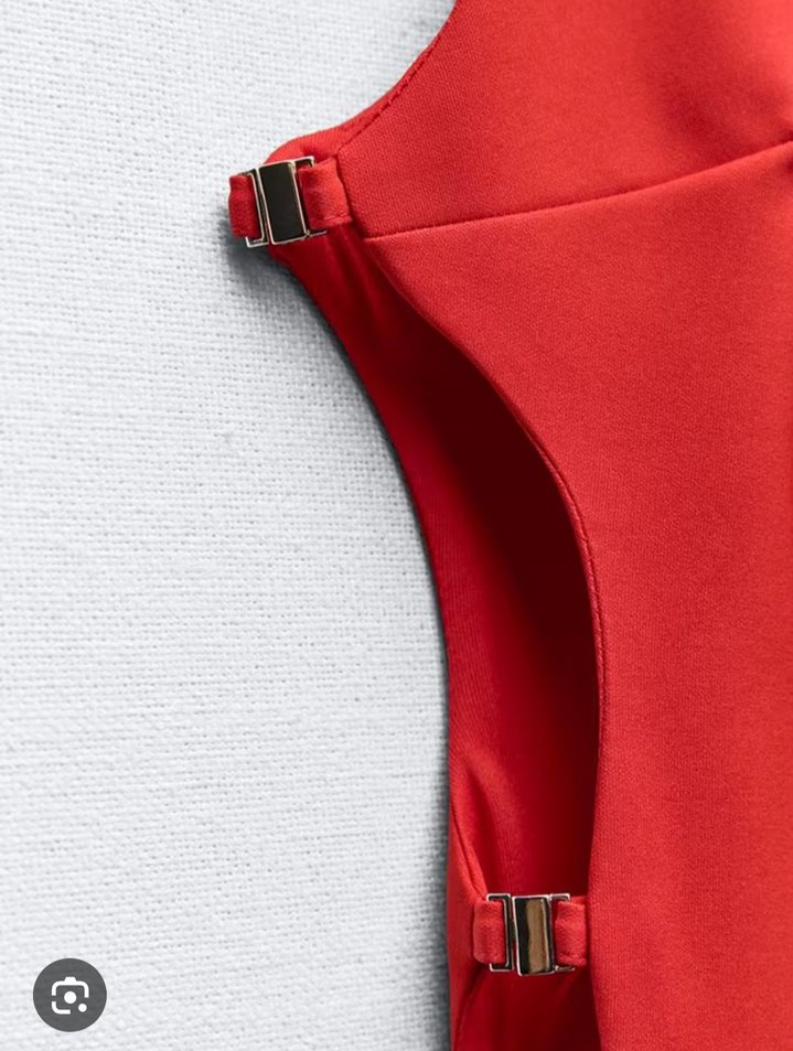 Zara kırmızı Mini Yüksek Yakalı Sade Elbise - Görsel 4