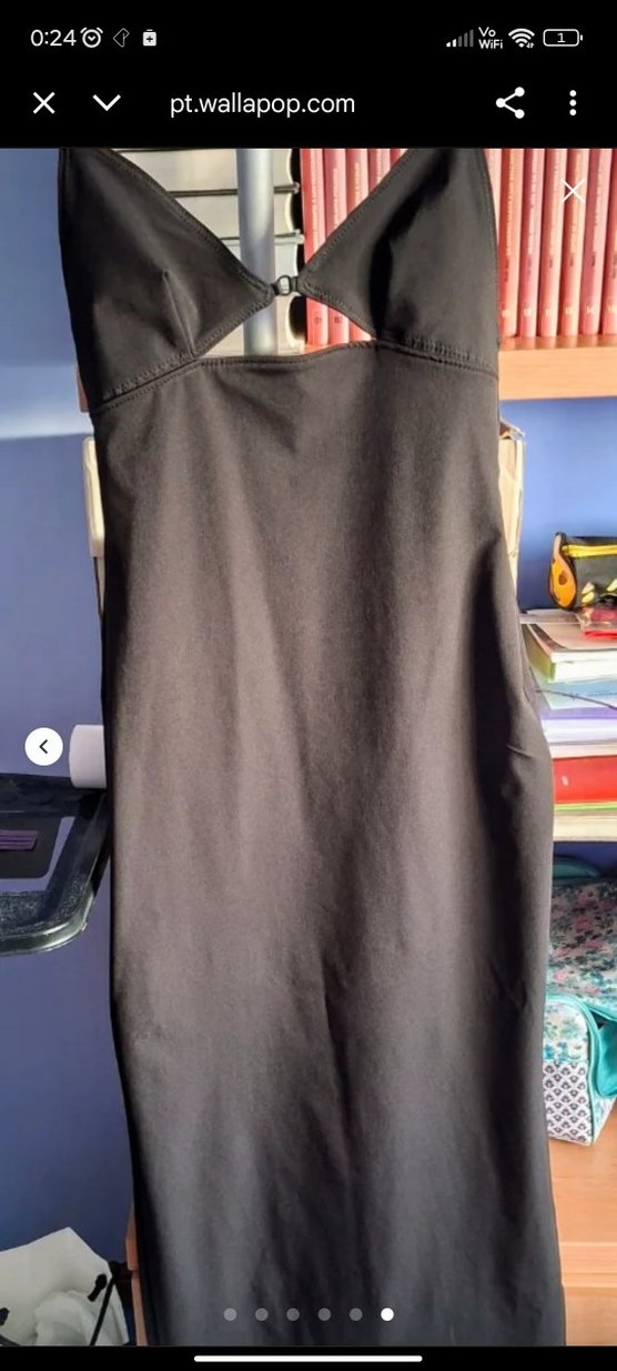 Zara siyah V Yaka Uzun İnce Askılı Elbise - Görsel 5