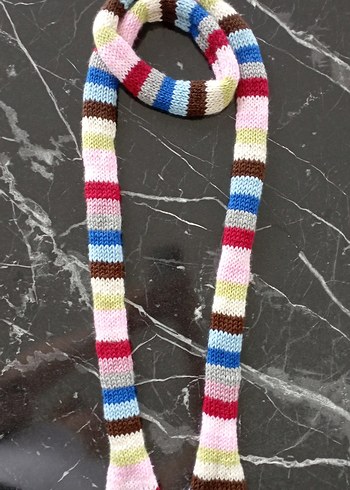 Renkli Örgü Kadın Şal skinny atkı - Görsel 3