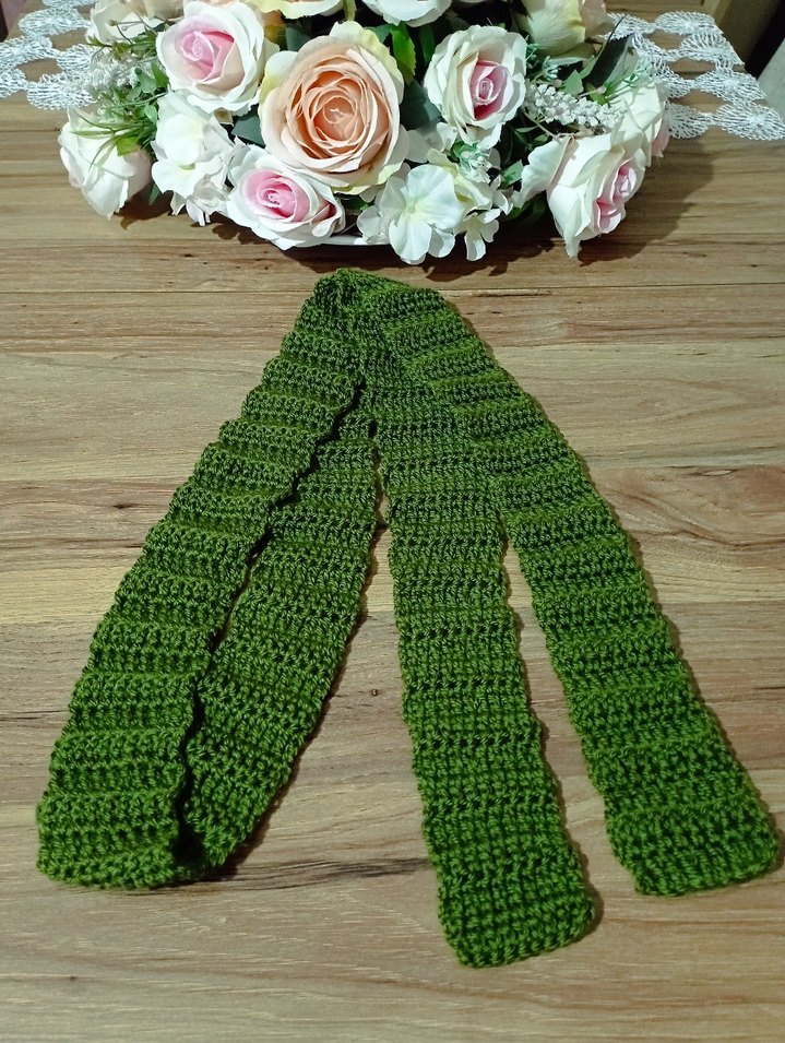 Kadın Örgü Yeşil skinny atkı - Görsel 2