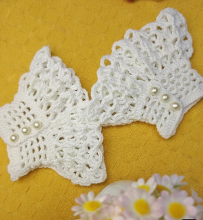 Dantel Detaylı Mavi Örgü Kadın Eldiveni - Görsel 2