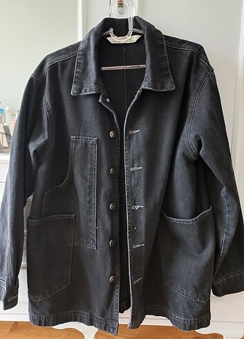 s Beden Siyah oversize kot ceket 