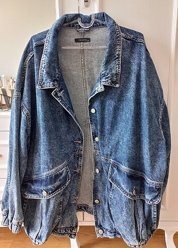 s Beden mavi Renk Mavi oversize kot ceket 