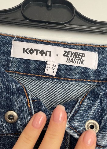 xs Beden Koton Düğmeli Lacivert Denim Mini Etek