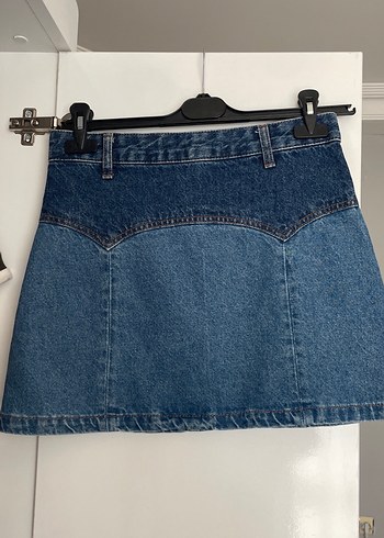 Koton Koton Düğmeli Lacivert Denim Mini Etek