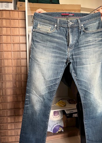 Erkek Gri Mavi Denim Kot Pantolon