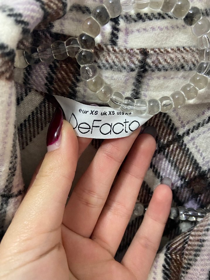 Defacto Düğmeli Uzun Kollu Ekose Kadın Gömlek - Görsel 2