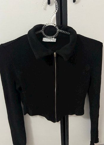 Defacto Fermuarlı Siyah Vücuda Oturan Kadın Hırka - Görsel 3