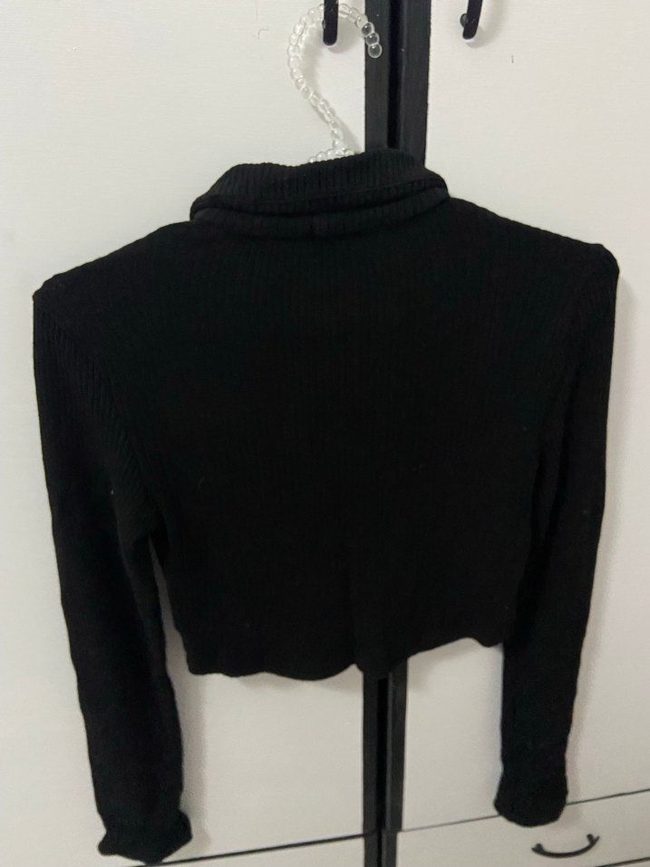 Defacto Fermuarlı Siyah Vücuda Oturan Kadın Hırka - Görsel 4