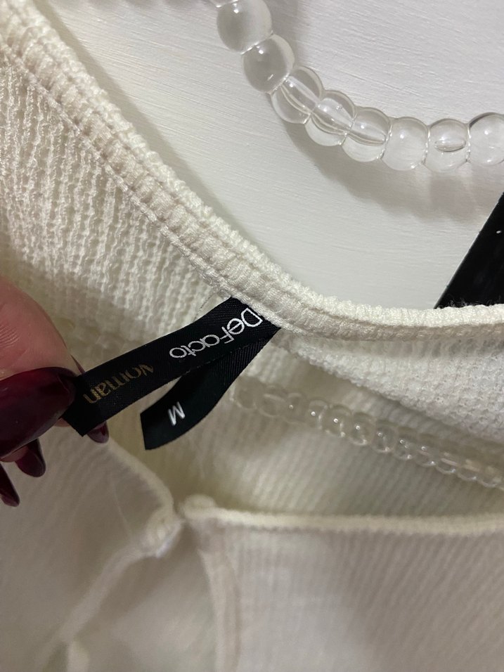 Defacto Beyaz Kolsuz Keten V Yakalı Kadın Yelek - Görsel 2