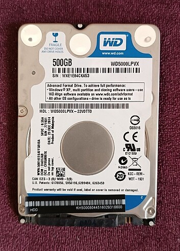 WD 500 GB 2.5 HDD 5400 RPM