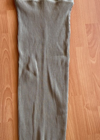 Haki Fitted Pliseli Uzun Triko etek
