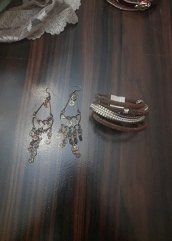 Boncuklu Bohem Kadın Küpe ve bilezik