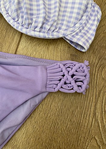 38 Beden Lila Dantel Detaylı Bohem Bikini Takımı