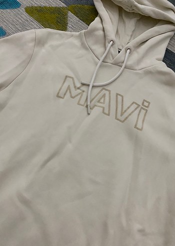Mavi Baskılı Kapüşonlu Kadın Sweatshirt